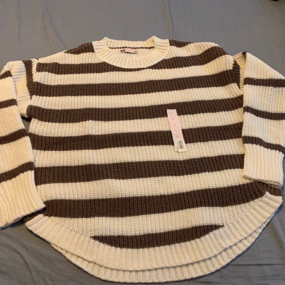 SoGood For Life Women's crewneck Poly striped sweater L NWT